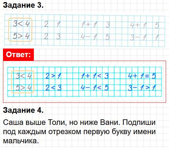 Страница 19 - ГДЗ математика 1 класс Моро, Волкова - рабочая тетрадь. Часть 1. Фрагмент 3 / 5