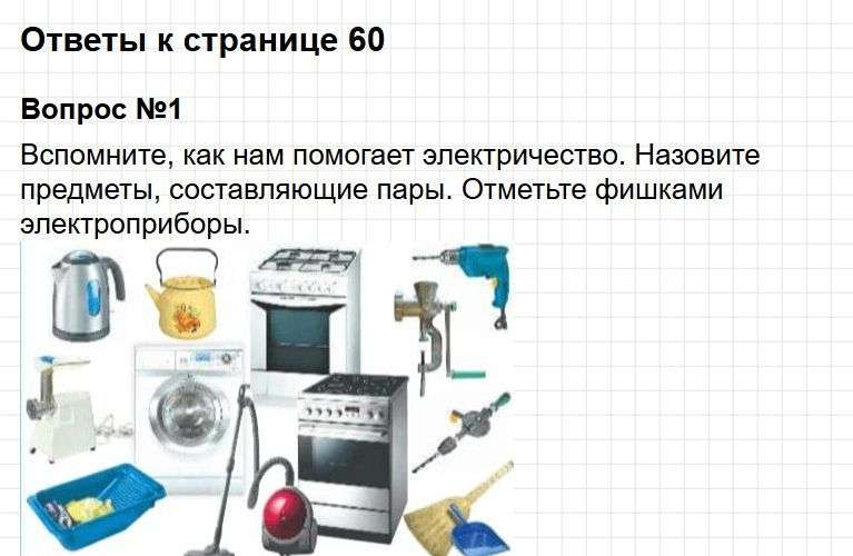 Ответы к странице 60 - окружащий мир 1 класс Плешаков, учебник часть 1. Фрагмент 1 / 3