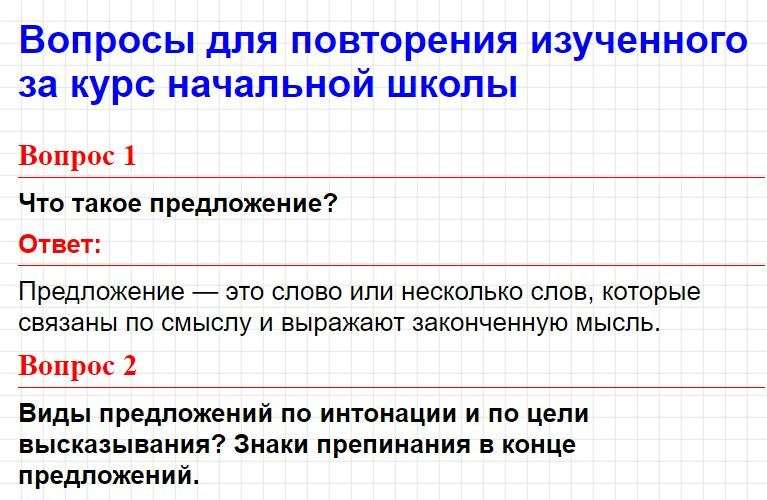 Вопросы для повторения, страница 93 - ответы по русскому языку 4 класс Голубь (тематический контроль). Фрагмент 1 / 23